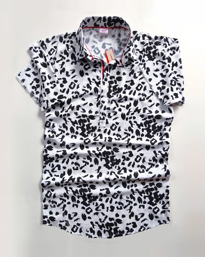 Black White Snow Leopard with Dash of Red