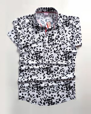 Black White Snow Leopard with Dash of Red