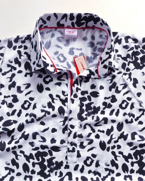 Black White Snow Leopard with Dash of Red