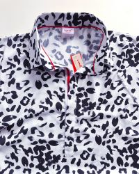 Black White Snow Leopard with Dash of Red