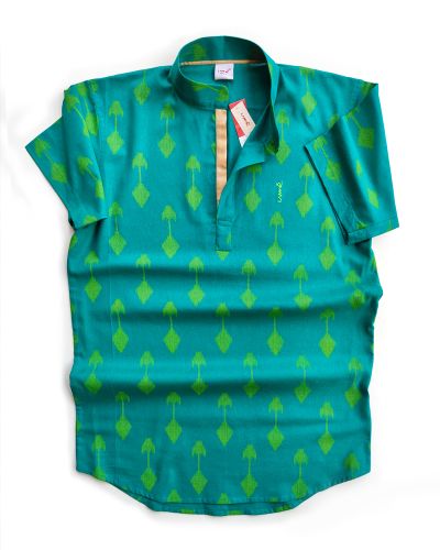 Green-Gold ikkat fab kurta