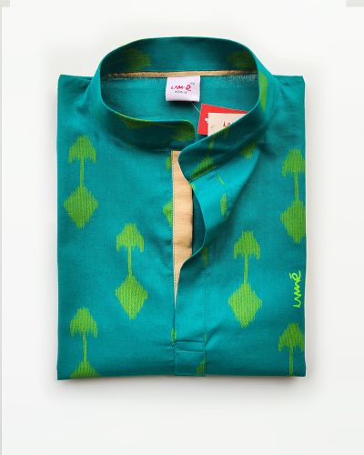 Green-Gold ikkat fab kurta