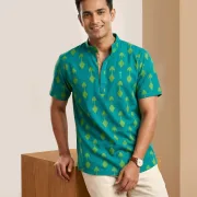 Green-Gold ikkat fab kurta