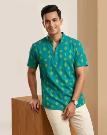 Green-Gold ikkat fab kurta
